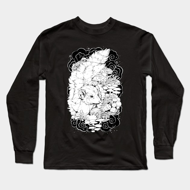 Mushroom Witch - Black and White Long Sleeve T-Shirt by Plaguedog